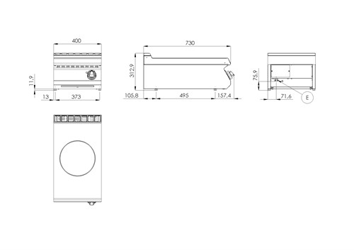 Mått induktionsspis SPI-704-E-WOK